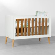 Berço Mini Cama Noah com Pés Retrô Mel - Branco e Savana