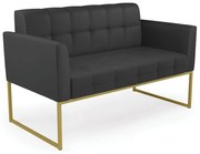 Sofá Namoradeira Elisa Corino Base Metálica Industrial Dourado D03 - D'Rossi  - Preto