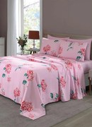Jogo de Cama 200 Fios Rosa Solteiro 3 Peças