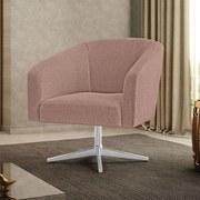 Poltrona Decorativa Giratória Cromada Stella Bouclê D03 - D'Rossi - Rose
