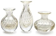 Trio de Vasos Mini Tela Transparente com Ouro Murano Cristais Cadoro