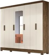 Guarda Roupa Casal com Espelho 8 Portas 236cm Ágata Z17 Castanho Wood/