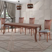 Cadeira Decorativa Sala de Jantar Madeira Maciça Bakeri Linho Cinza/Imbuia G42 - Gran Belo
