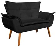 Sofá Namoradeira e 2 Poltronas Giratória MM30 Opala Suede - Preto