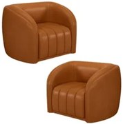 Kit 2 Poltronas Decorativa para Sala 112cm Meris Z32 Sintético Caramel