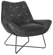 Poltrona Sala Decorativa Base Industrial X Logan Sintético PU R02 - D'Rossi  - Preto