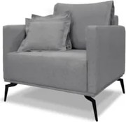 Poltrona para Sala Pés de Metal Vecchia S06 Linho Cinza - Mpozenato