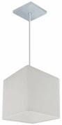 Lustre Pendente Quadrado Md-4223 Cúpula em Tecido 15/13x13cm Branco - Bivolt