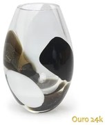 Vasinho Cromos 1 Branco, Fumê e Preto com Ouro Murano Cristais Cadoro