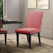 Cadeira Sala de Jantar Base Madeira Preto Sofia Suede D03 - D'Rossi - Rose