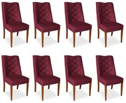 Kit 8 Cadeiras de Jantar Micheli Suede Bordo