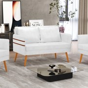 Namoradeira 02 Lugares Mari Corano Pés Palito Castanho D03 - D'Rossi - Branco