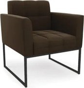 Poltrona Decorativa Base Industrial Preto Ana Suede Marrom - Ibiza