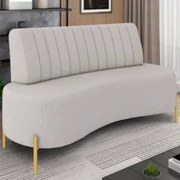 Sofá 2 Lugares 135cm Pés Aço Dourado Tamar Linho Areia Z08  - Mpozenat