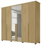Guarda Roupa Amsterdã II 6 Portas Ripado com Espelho Cinamomo - RV Móveis