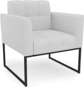 Poltrona Decorativa Base Industrial Preto Ana Linho Cinza - Ibiza