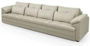 Sofá Retrátil 5 Lugares Para Sala 414cm Dijon Couro Creme S07 - Mpozen