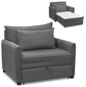 Poltrona Cama Retrátil Solteiro com Rodízio Cloe Bouclê E03 - D'Rossi - Cinza escuro