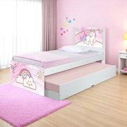 Cama Solteiro Infantil com Cama Auxiliar 195x96cm Personagens K02 - D'Rossi - Unicórnio