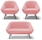 Kit 01 Namoradeira 02 Lugares e 02 Poltronas Giovana Suede Pés Palito De Ferro D01 - D'Rossi



 - Rose