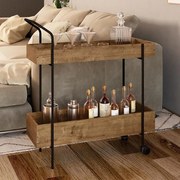 Aparador Bar Com 2 Prateleiras E 2 Rodas - Vermont Preto