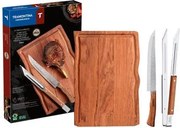 Kit para Churrasco Tramontina em Aço Inox e Madeira com Tábua 3 Peças