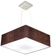 Lustre Pendente Quadrado Md-4198 Cúpula em Tecido 15/60x60cm Café - Bivolt