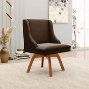 Kit 4 Cadeiras Decorativas Sala de Jantar Base Giratória de Madeira Firenze Suede Marrom/Natural G19 - Gran Belo