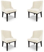 Kit 4 Cadeiras Decorativas Sala de Jantar Base Fixa de Madeira Firenze Veludo Bege/Preto G19 - Gran Belo