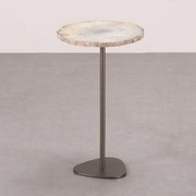 Mesa Apoio Urano Baixa Tampo Pedra Ágata Base Aço Bronze - 72636 Sun House
