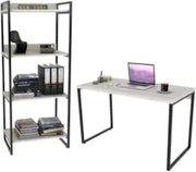 Conjunto Escritório Estilo Industrial Mesa 120cm e Estante 60cm 4 Prat