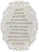 Placa Decorativa Oração Coragem Com Arabesco 25x19 Cm Mdf Branco - D'Rossi
