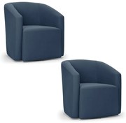 Poltrona Decorativa Base Giratória Kit 2 Stella Max Suede Azul Marinho D03 - D'Rossi