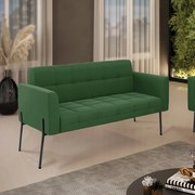 Sofá Namoradeira 2 Lugares Pé de Ferro Preto Elisa Suede D03 - D'Rossi - Verde