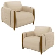 Kit 2 Poltronas Decorativas para Sala de Estar 98cm Amaranto Z32 Linho