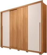 Guarda Roupa Casal 2 Portas de Correr Ripado 245cm Moviment Freijó/Off