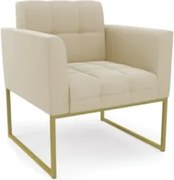 Poltrona Decorativa Base Industrial Dourado Ana Suede Bege - Ibiza