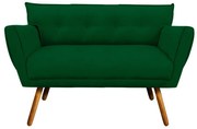 Kit 1 Namoradeira 2 Lugares E 2 Poltronas Anitta Suede Base De Madeira MA30 D03 - D'Rossi - Verde