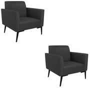 Kit 2 Poltronas Pés Villach Marisa Corino - Preto