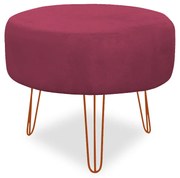 Puff Chloe Pés Hairpin Legs Bronze Suede Bordo
