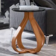 Mesa Lateral Apoio Para Sala Pé de Madeira Samba Preto E05  - Mpozenat