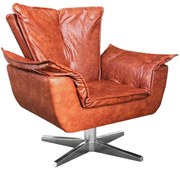 Poltrona Decorativa Base Giratória Cromada Charger PU Marrom G19 - Gran Belo