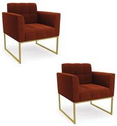 Poltrona Decorativa Industrial Dourado Kit 2 Elisa Bouclê D03 - D'Rossi  - Terra