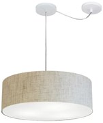 Lustre Pendente Cilíndrico Com Desvio Md-4222 Cúpula em Tecido 45x15cm Rustico Bege - Bivolt