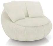 Poltrona Decorativa Redonda Giratória com Almofadas Saphire Z32 Boucle