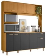 Cozinha Compacta Com Tampo Luiza Freijó/Ripado/Grafite Acetinado Z44 -