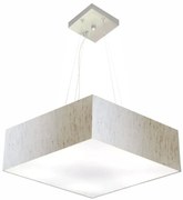 Lustre Pendente Quadrado Md-4198 Cúpula em Tecido 15/60x60cm Linho Bege - Bivolt