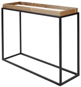 Mesa Lateral Loi Nogueira com Espelho e Base Preta - 67794 Sun House