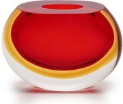 Vasinho 92 Bicolor Vermelho com Âmbar Murano Cristais Cadoro