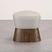 Puff Enigma Assento Trama Cru Base Nogueira - 78221 Sun House